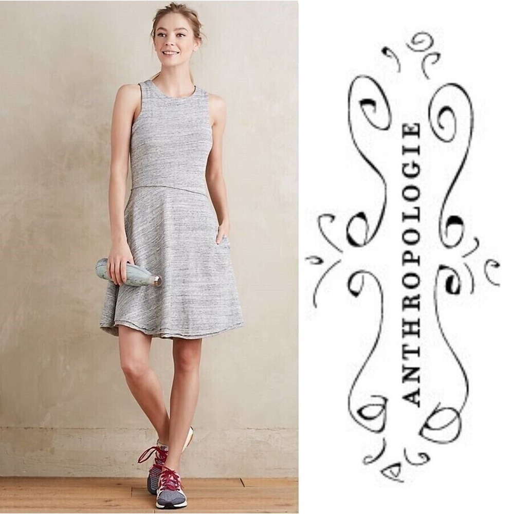 Grey State Anthropologie Sz S Dress Emma Ballpark Fit and Flare Heather Gray NEW